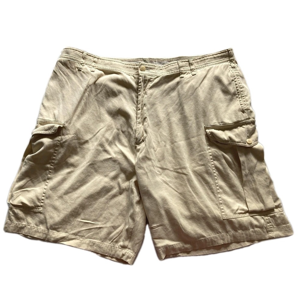 Nat Nast Cargo Shorts Mens 40 Beige Silk Cotton Blend Relaxed Stretch Travel